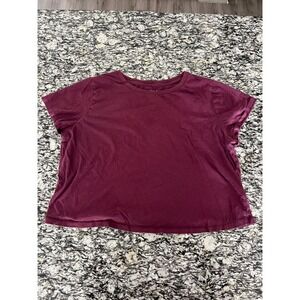Universal Thread Goods Co. Cropped Tee Shirt Womens 2XL Burgundy Casual Top